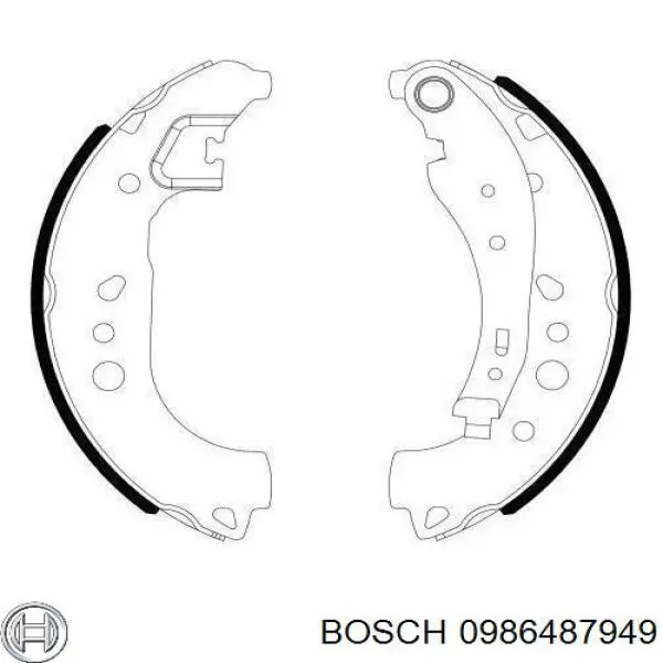 0 986 487 949 Bosch sapatas do freio traseiras de tambor