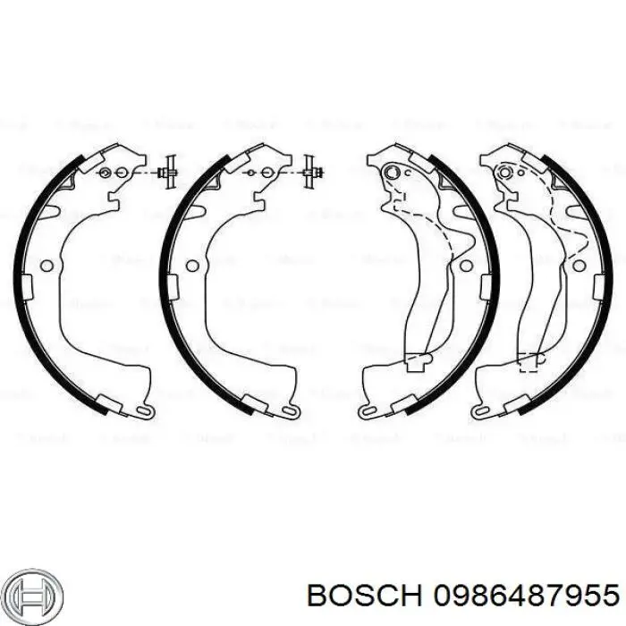 0986487955 Bosch sapatas do freio traseiras de tambor