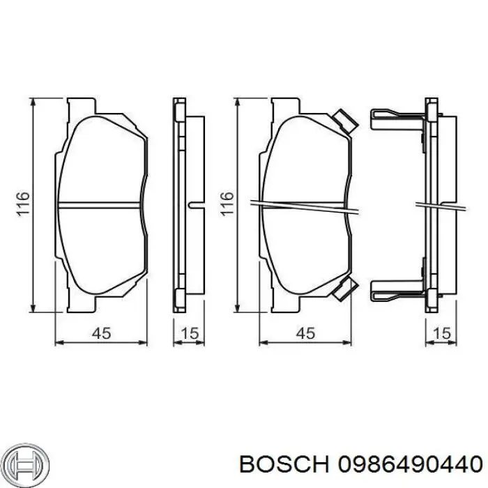 Передние тормозные колодки 0986490440 Bosch