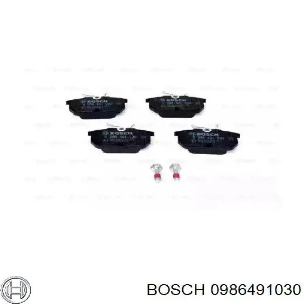 0 986 491 030 Bosch колодки тормозные задние дисковые