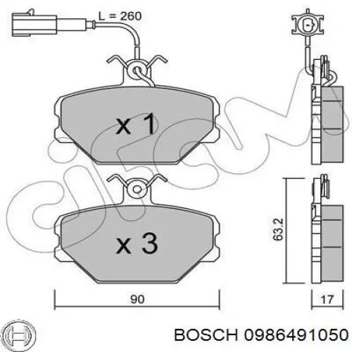 Купить 0986491050 Bosch Колодки тормозные
