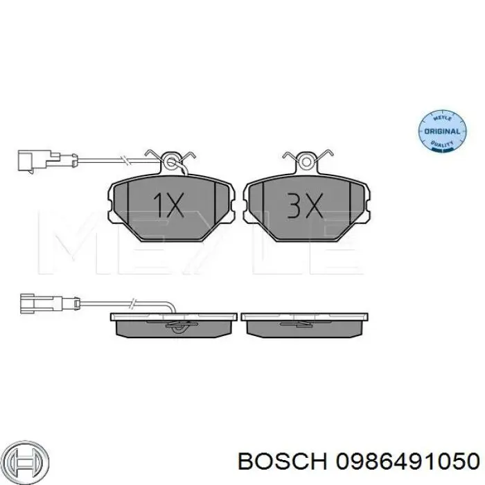 Передние тормозные колодки 0986491050 Bosch