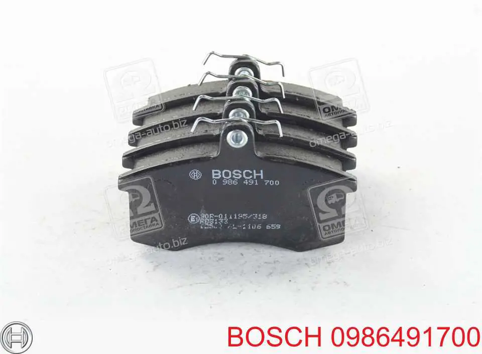 0986491700 Bosch колодки тормозные передние дисковые