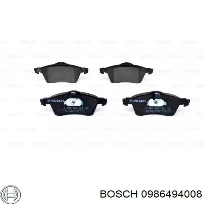 Колодки тормозные передние дисковые BOSCH 0986494008