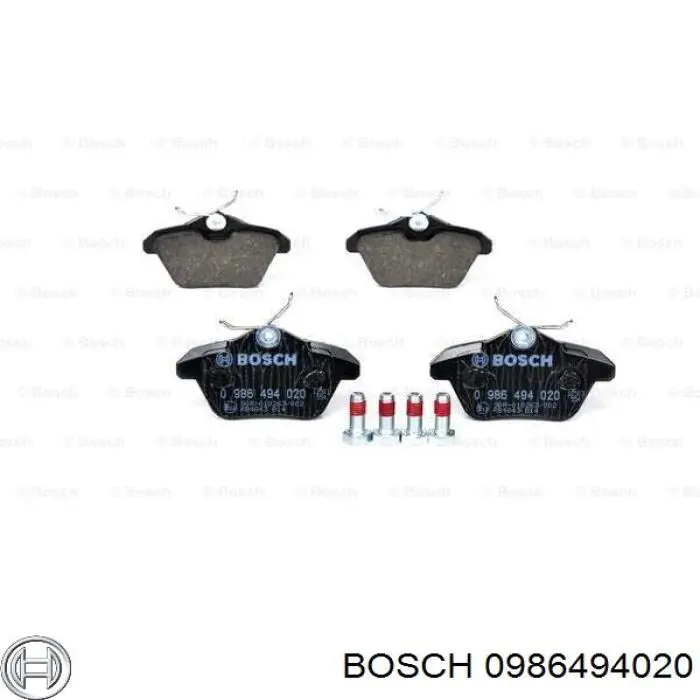 0986494020 Bosch колодки тормозные задние дисковые