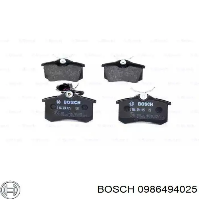 0 986 494 025 Bosch колодки тормозные задние дисковые