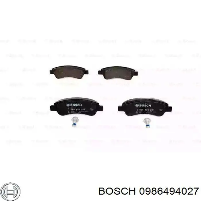 0986494027 Bosch колодки тормозные передние дисковые