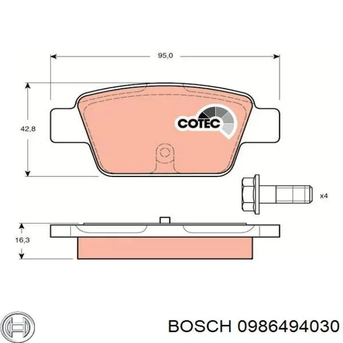Колодки гальмові задні, дискові 0986494030 Bosch