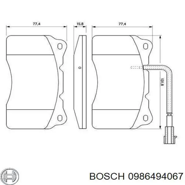 Передние тормозные колодки 0986494067 Bosch