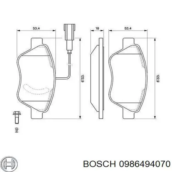 Купить 0986494070 Bosch Колодки тормозные