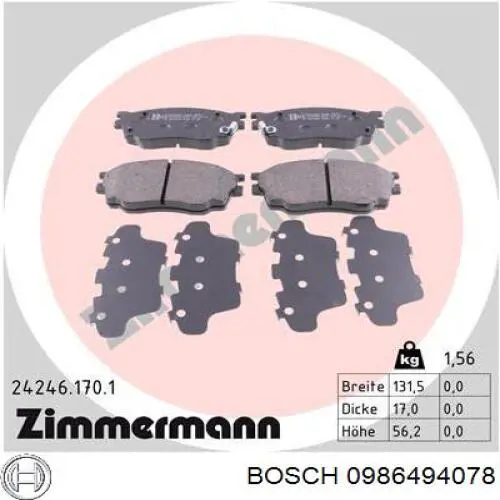 Купить 0986494078 Bosch Колодки тормозные