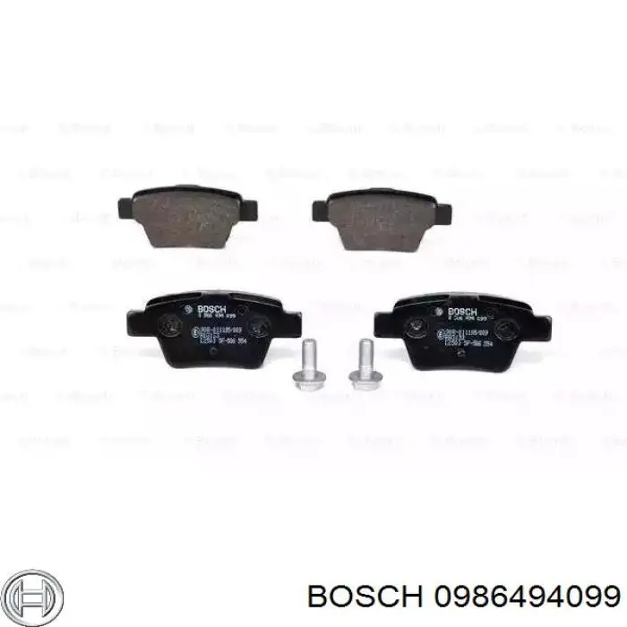 0986494099 Bosch колодки тормозные задние дисковые