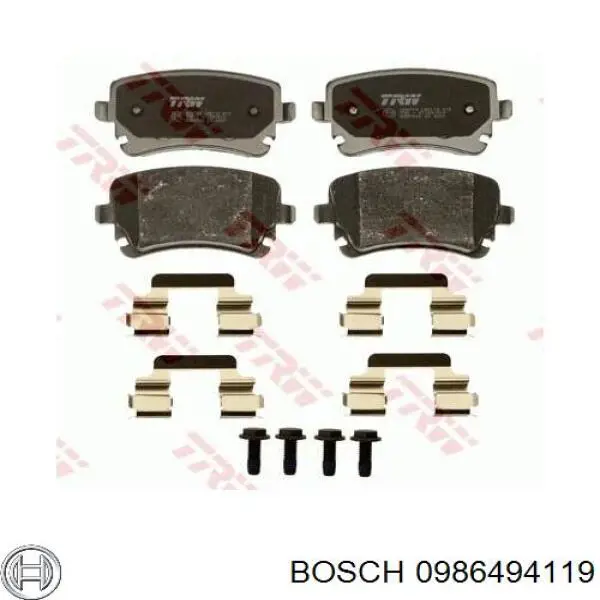 0986494119 Bosch колодки тормозные задние дисковые
