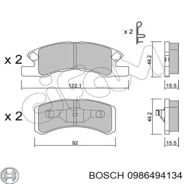 Передние тормозные колодки 0986494134 Bosch