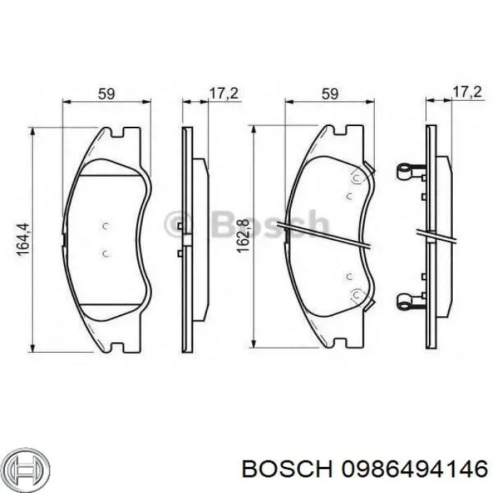 Передние тормозные колодки 0986494146 Bosch