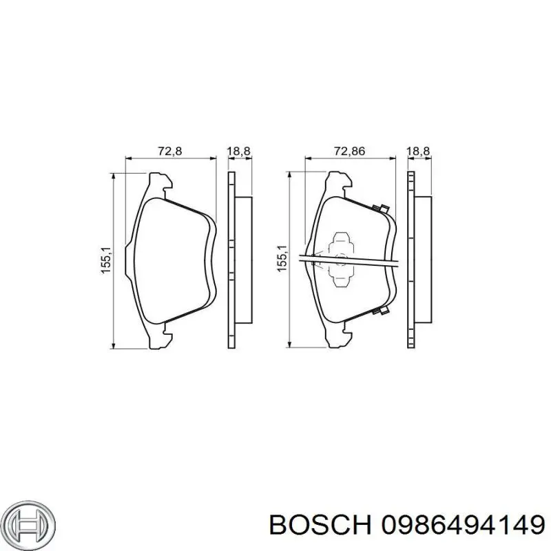 Передние тормозные колодки 0986494149 Bosch