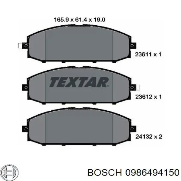 Купить 0986494150 Bosch Колодки тормозные