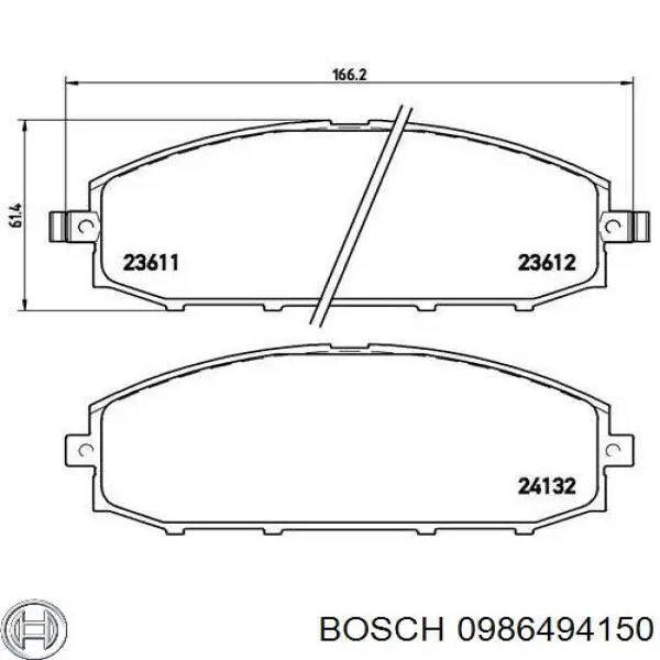 Передние тормозные колодки 0986494150 Bosch