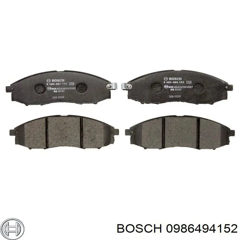 Колодки гальмівні передні, дискові 0986494152 Bosch