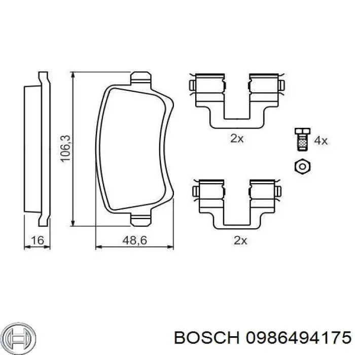 Задние тормозные колодки 0986494175 Bosch