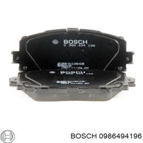 Колодки гальмівні передні, дискові 0986494196 Bosch