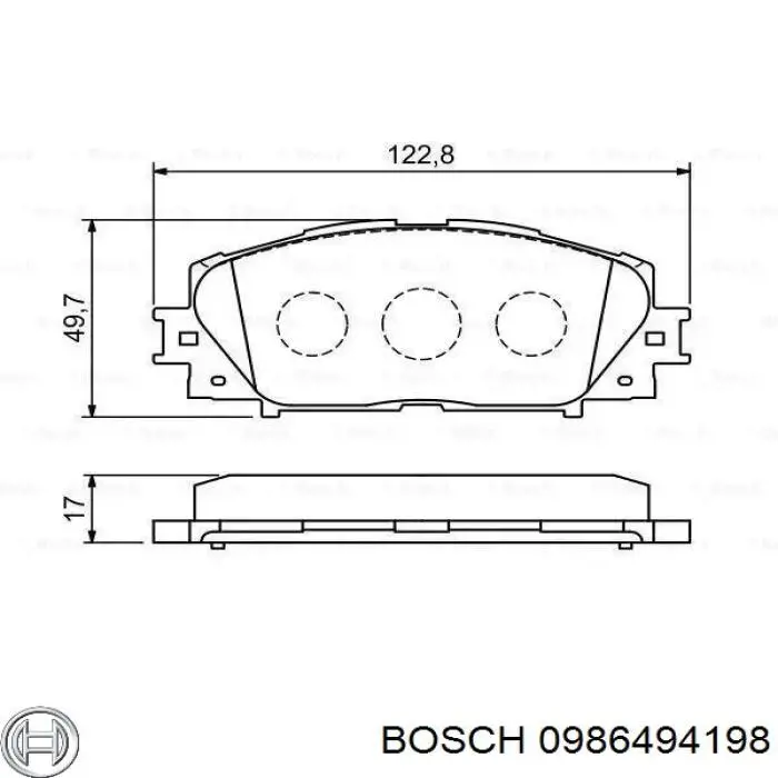 Передние тормозные колодки 0986494198 Bosch