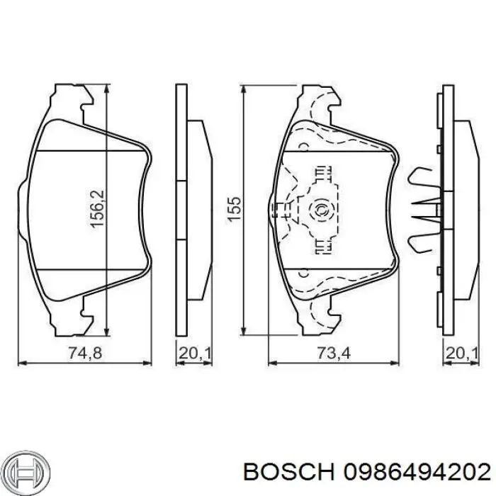 0986494202 Bosch колодки тормозные передние дисковые