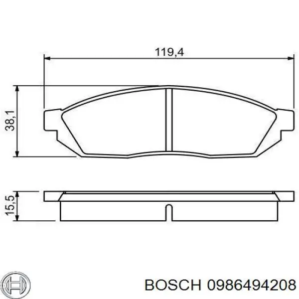 Передние тормозные колодки 0986494208 Bosch