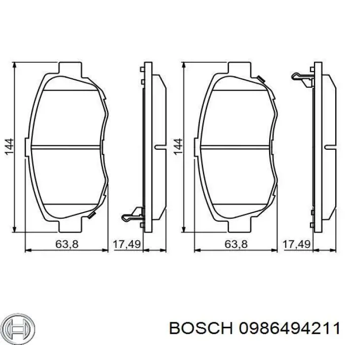 Передние тормозные колодки 0986494211 Bosch