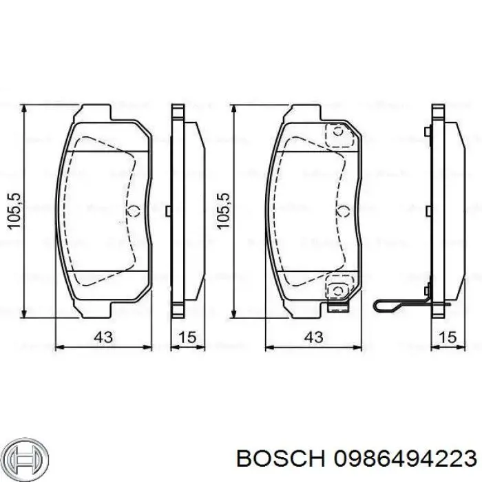 0986494223 Bosch колодки тормозные задние дисковые