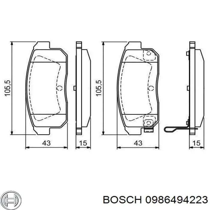 Pastillas de freno traseras 0986494223 Bosch