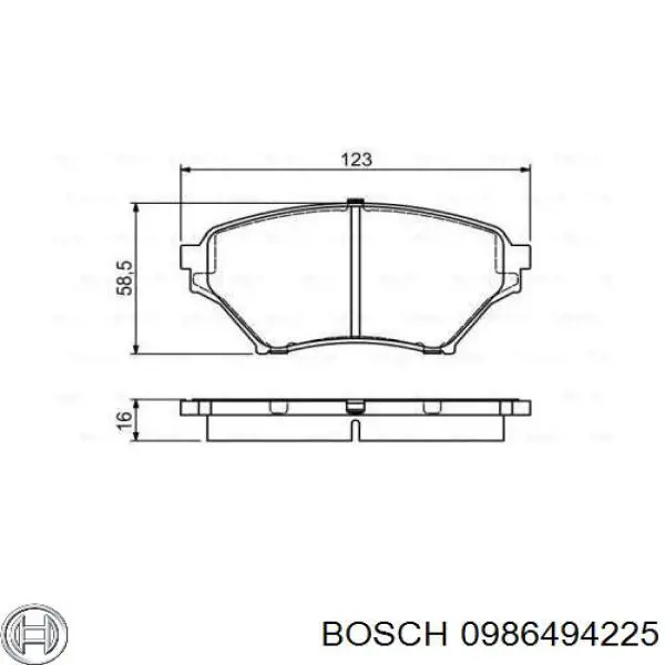 Передние тормозные колодки 0986494225 Bosch