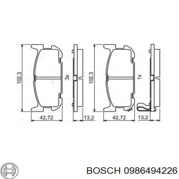 Задние тормозные колодки 0986494226 Bosch