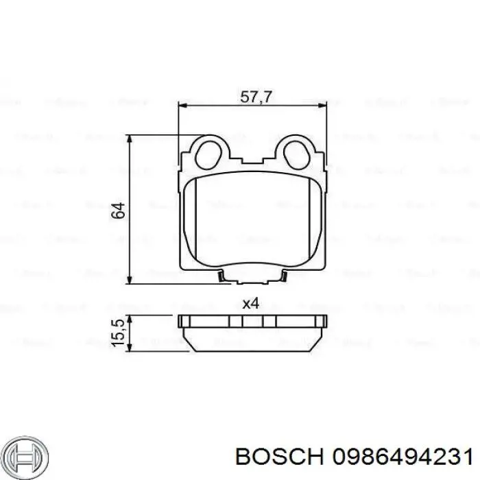 Задние тормозные колодки 0986494231 Bosch