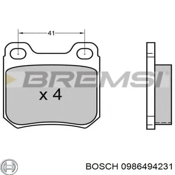 Купить 0986494231 Bosch Колодки тормозные задние, дисковые