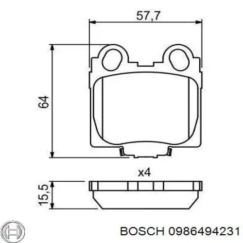 0986494231 Bosch Колодки тормозные дисковые комплект