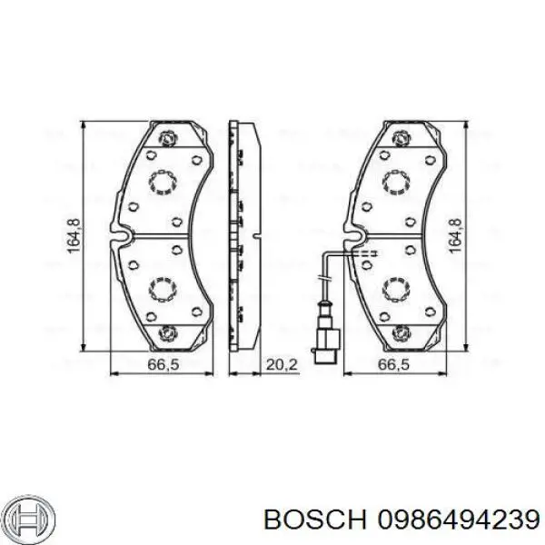 0 986 494 239 Bosch колодки тормозные задние дисковые