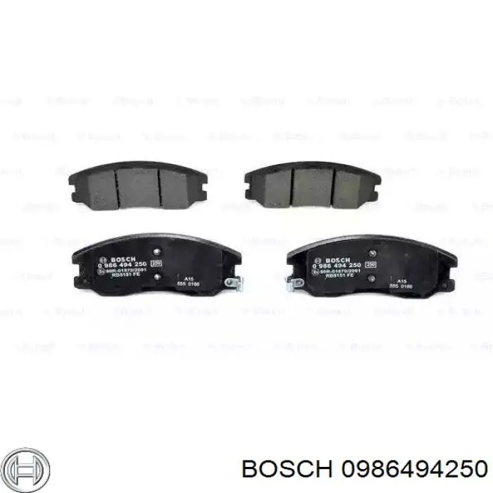 0 986 494 250 Bosch колодки тормозные передние дисковые