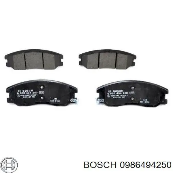 Колодки гальмівні передні, дискові 0986494250 Bosch