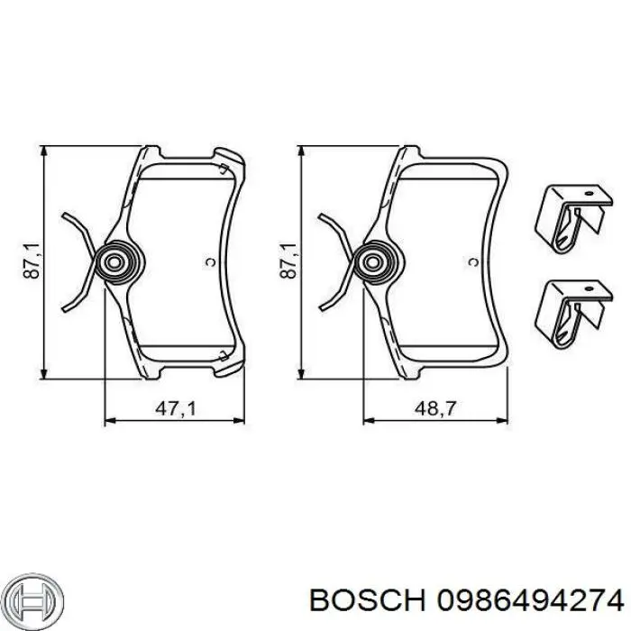 Купить 0986494274 Bosch Колодки тормозные задние, дисковые