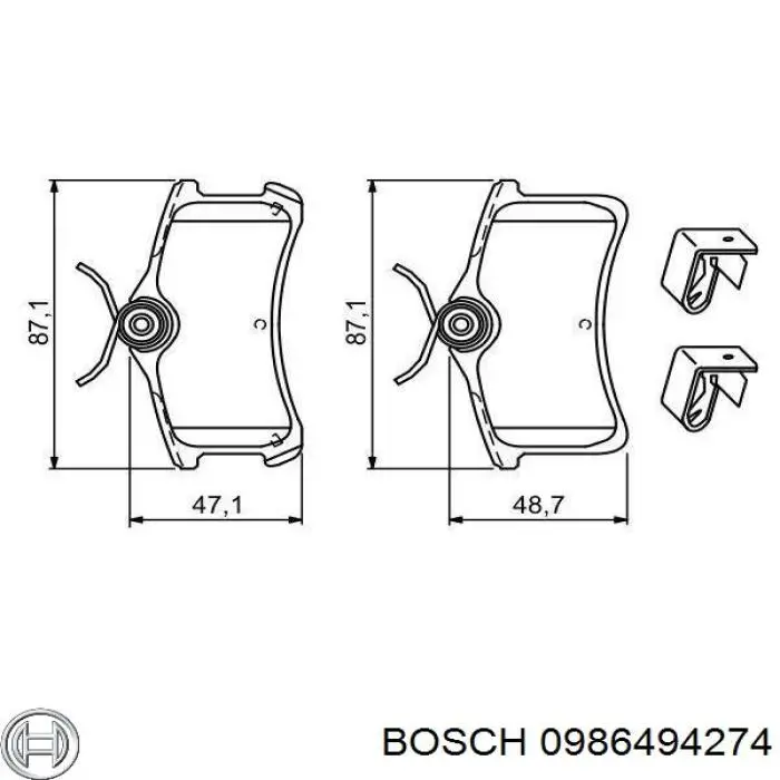 Задние тормозные колодки 0986494274 Bosch