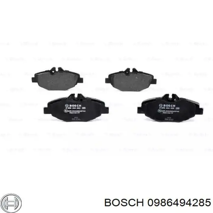 0986494285 Bosch колодки тормозные передние дисковые