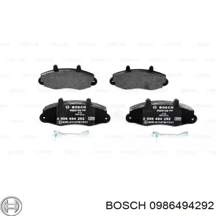 0986494292 Bosch колодки тормозные передние дисковые