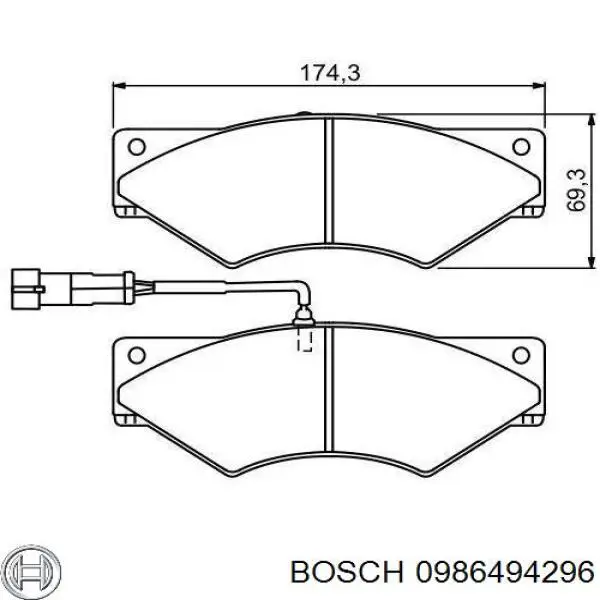 Передние тормозные колодки 0986494296 Bosch