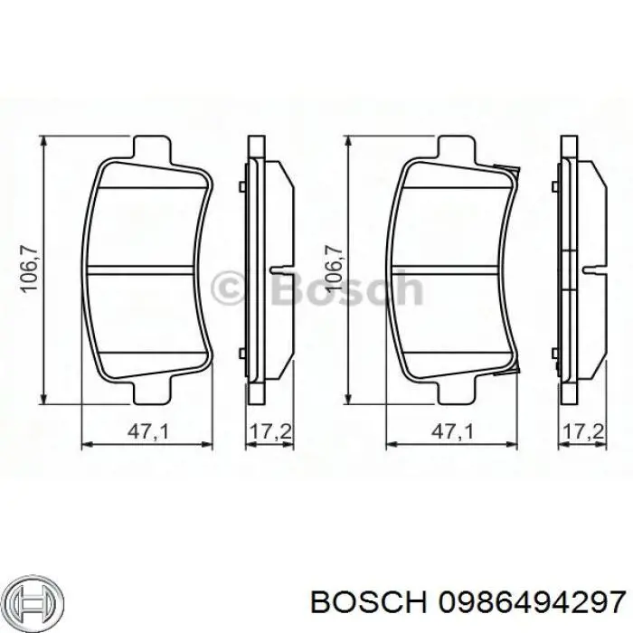 Колодки гальмові задні, дискові 0986494297 Bosch