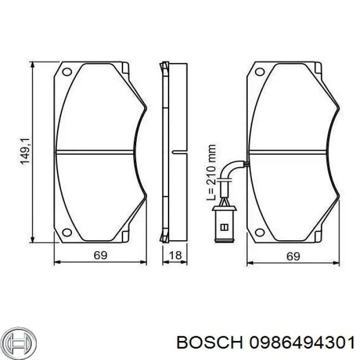 0986494301 Bosch передние тормозные колодки