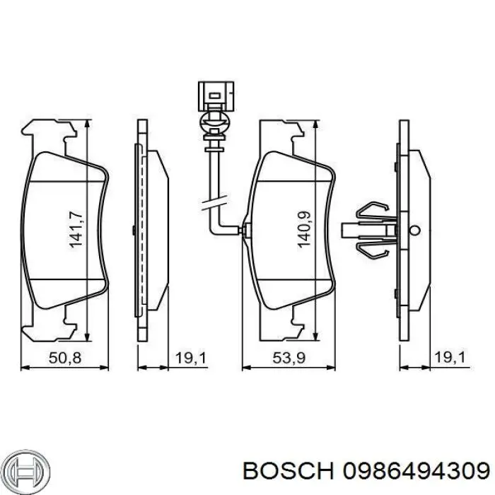 Колодки тормозные задние дисковые Bosch 0986494309