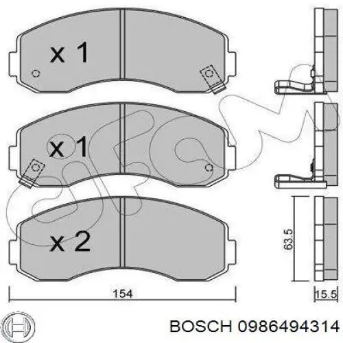 Передние тормозные колодки 0986494314 Bosch