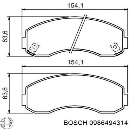 0986494314 Bosch колодки тормозные передние дисковые