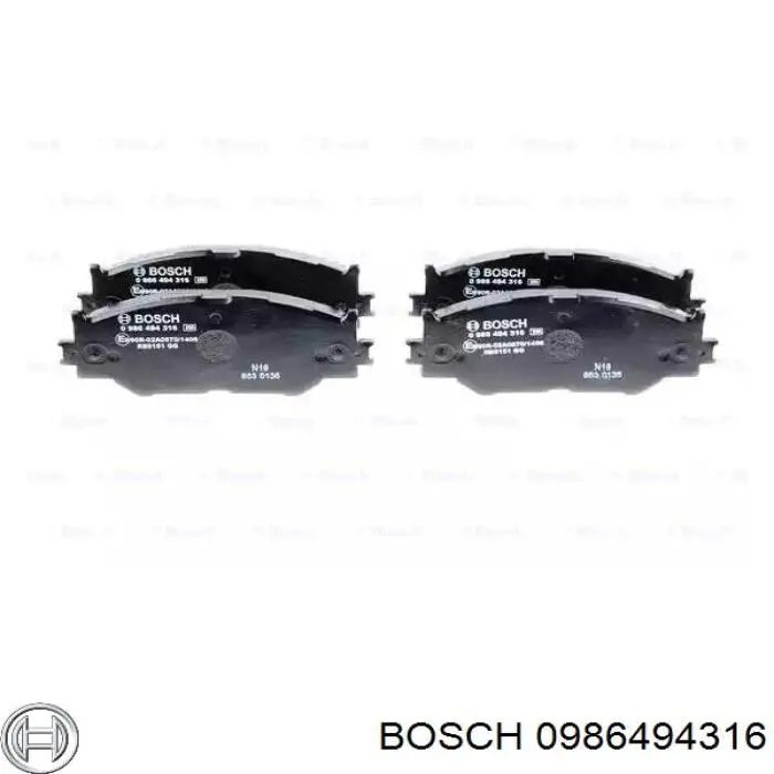 Передние тормозные колодки 0986494316 Bosch